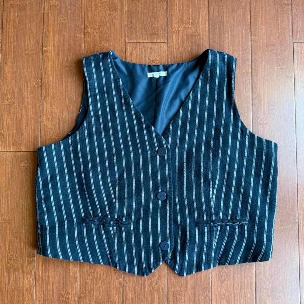 Blue and White Pinstriped‎ Maurice's Vest
